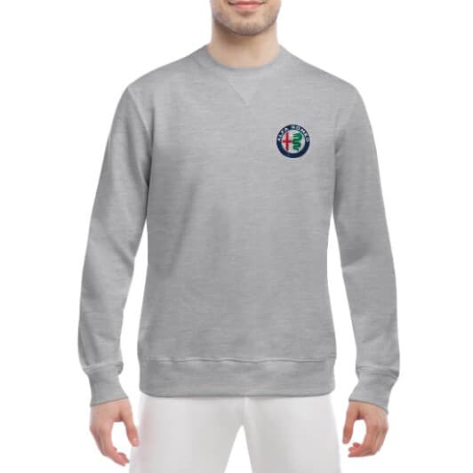 Світшот чоловічий Globuspioner Alfa Romeo Mini Logo принт спереду класичний рукав сірий