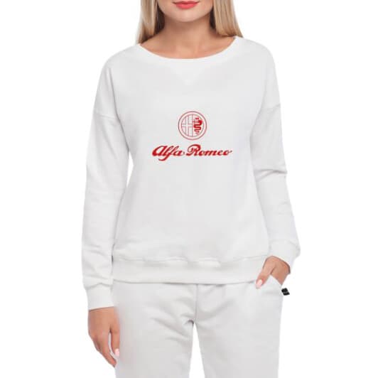 Свитшот женский Globuspioner Alfa Romeo Logo принт спереди спущенный рукав белый