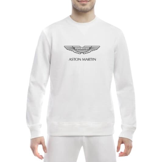 Світшот чоловічий Globuspioner Aston Martin Vector Logo принт спереду класичний рукав білий