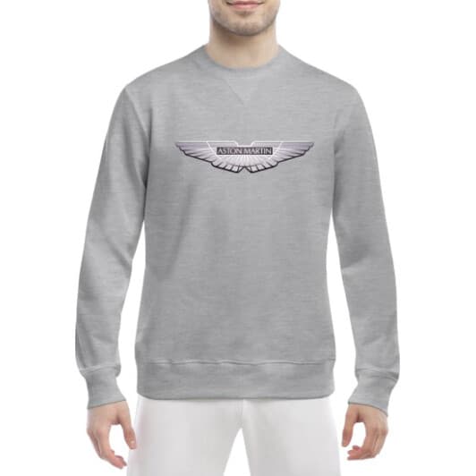 Світшот чоловічий Globuspioner Aston Martin Silver Wings v2 принт спереду класичний рукав сірий