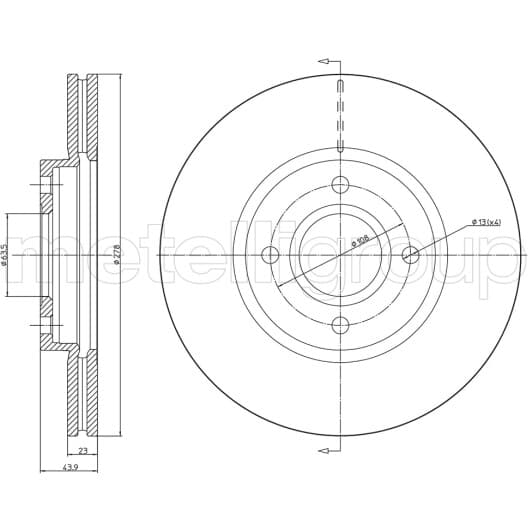 231490c Metelli Тормозной диск
