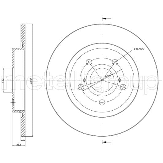 23-1274C Metelli Тормозной диск для Toyota Avensis