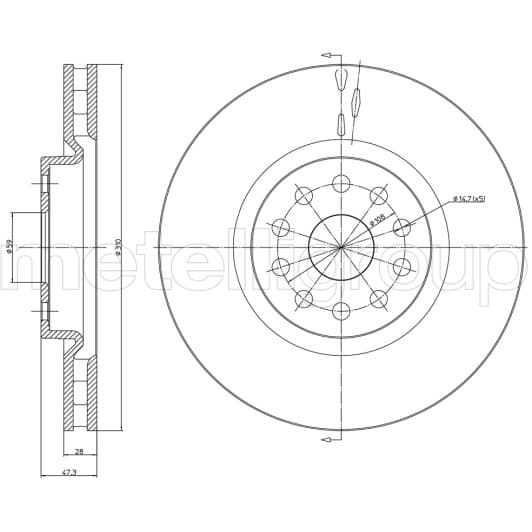 23-0506C Metelli Тормозной диск