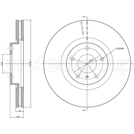 23-1070C Metelli Тормозной диск