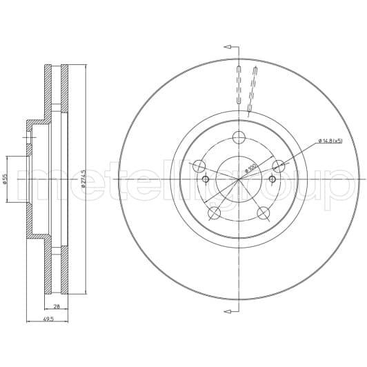 23-1059C Metelli Тормозной диск для Toyota Avensis