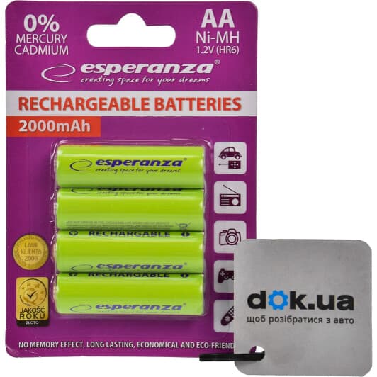 Аккумуляторная батарейка ESPERANZA EZA104G 2000 mAh 4 шт