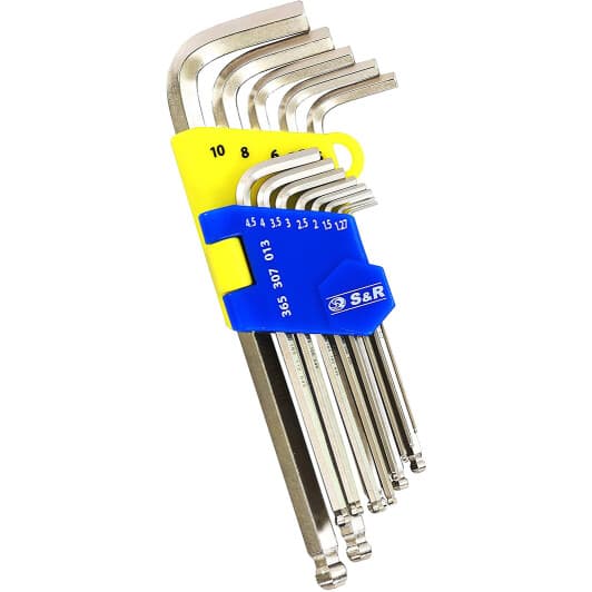 Набор ключей шестигранных S&R 365307013 1,27-10 мм с шарообразным наконечником 13 шт