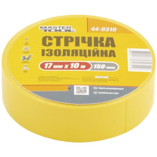 Изолента MasterTool 44-9310 желтая ПВХ 17 мм x 10 м
