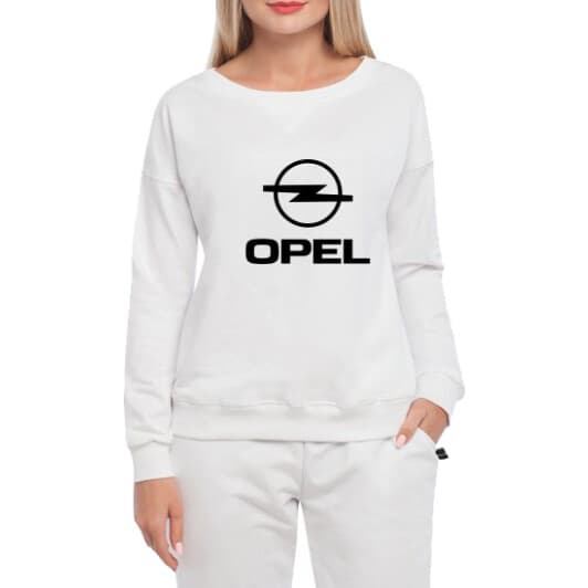 Свитшот женский Globuspioner Opel Big Logo v3 спереди спущенный рукав белый