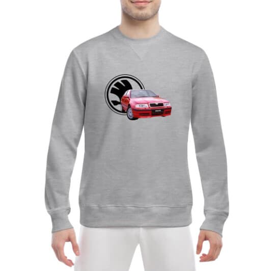 Світшот чоловічий Globuspioner Skoda Octavia принт спереду класичний рукав сірий