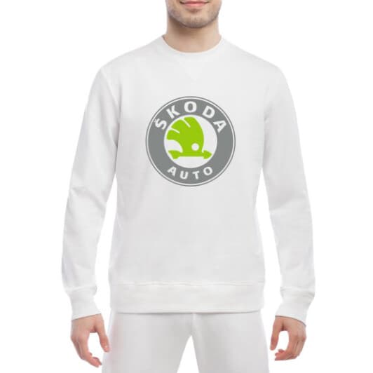 Свитшот мужской Globuspioner Skoda Auto Big Logo спереди класический рукав белый