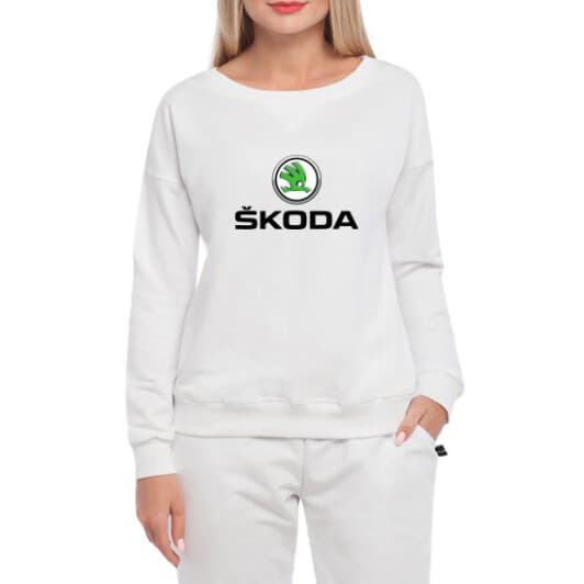 Свитшот женский Globuspioner Skoda Big Logo спереди спущенный рукав белый