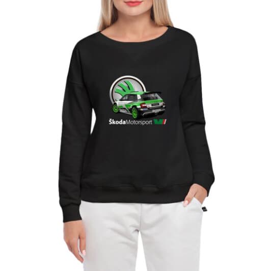 Свитшот женский Globuspioner Skoda Fabia R5 EVO 3 спереди спущенный рукав чёрный
