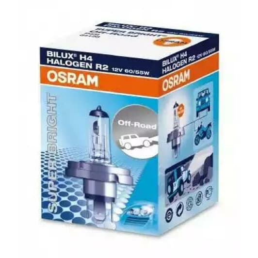 Автолампа Osram Super Bright R2 (Bilux) P45t 60 W прозрачная 64198