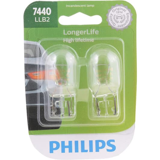 Автолампа Philips LongerLife W21W W3x16d 25 W прозрачная 7440LLB2
