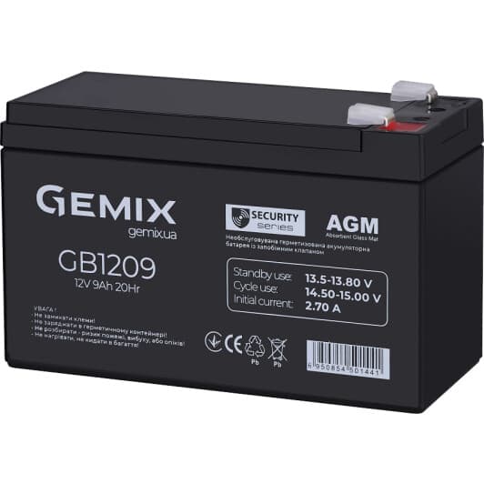 Аккумулятор для ИБП Gemix Security Series GB1209 10630077 9 Ач 12 В