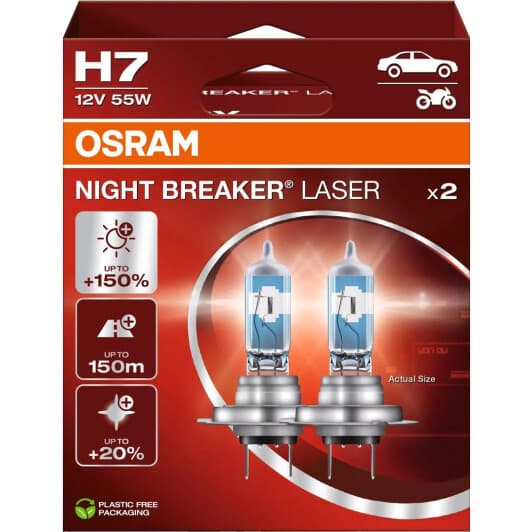 Автолампа Osram Night Breaker Laser H7 PX26d 55 W прозоро-блакитна 64210NL-2HB