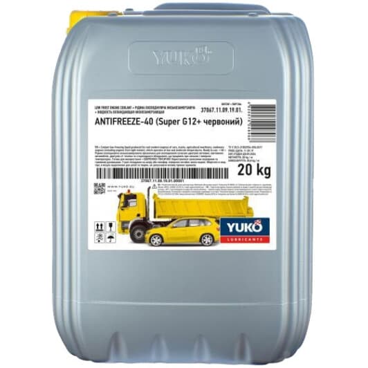 Yuko Super G12+ красный -40 °C готовый антифриз