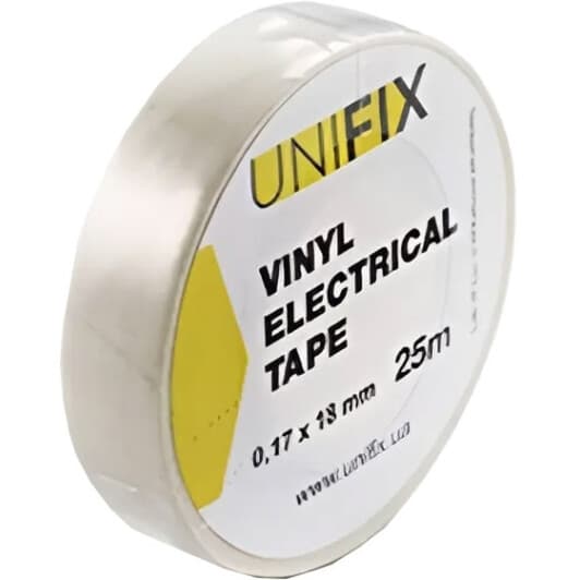 Ізоляційна стрічка UNIFIX ETU-25WHITE біла ПВХ 18 мм х 25 м
