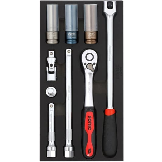 Набор торцевых головок и комплектующих Sonic 300908 1/2" (9 пр.)