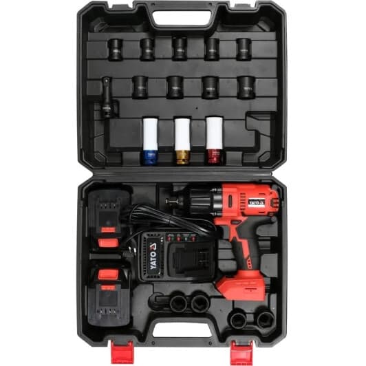 Гайковерт аккумуляторный Yato YT-82807 (2 аккумулятора + ЗУ + торцевые головки + кейс)