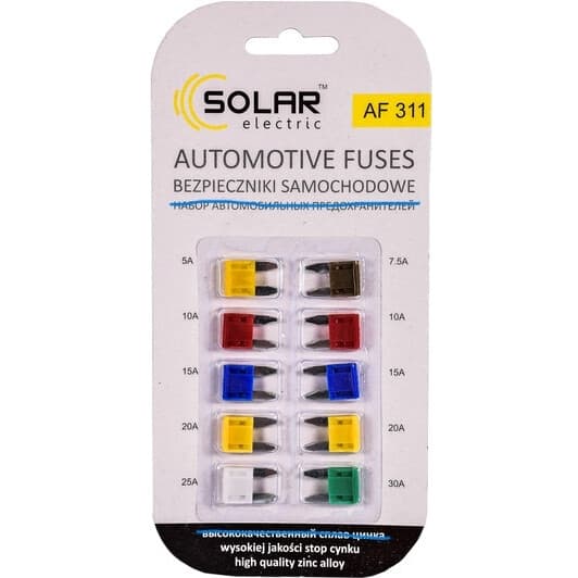 Набір запобіжників Solar af311 FN mini 10 шт.