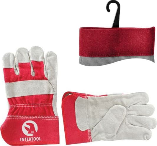 Перчатки рабочие Intertool замшевые с коттоновыми вставками белые