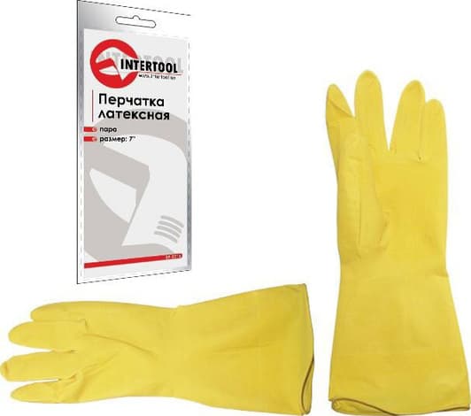 Рукавички робочі Intertool латексні жовті