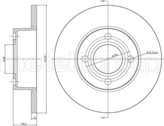 23-0233 Metelli Гальмівний диск для Audi 80