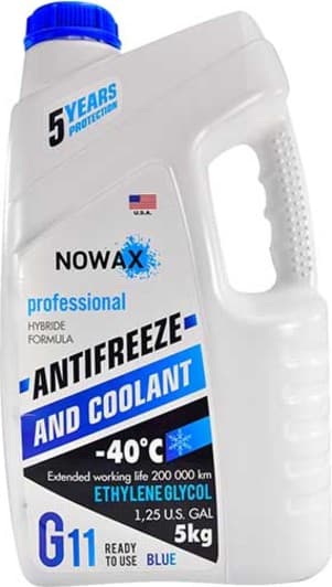 Nowax G11 синий -40 °C, 5 л (NX05002) готовый антифриз