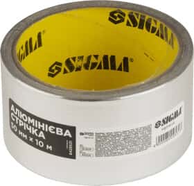 Металлизированный скотч Sigma 8429531 на алюминиево-силиконовой основе 50 мм x 10 м Металлизированный скотч Sigma 8429531 на алюминиево-силиконовой основе 50 мм x 10 м