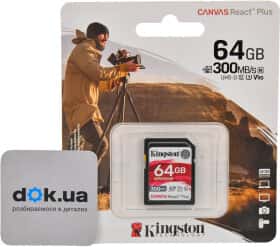 Карта пам’яті Kingston Canvas React Plus SDXC 64 ГБ Карта пам’яті Kingston Canvas React Plus SDXC 64 ГБ
