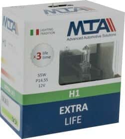 Автолампа MTA Extra Life H1 P14,5s 55 W прозрачная 80115ELB2 Автолампа MTA Extra Life H1 P14,5s 55 W прозрачная 80115ELB2