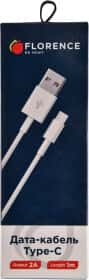 Кабель Florence FL2110WT USB - USB type-C 1 м Кабель Florence FL2110WT USB - USB type-C 1 м