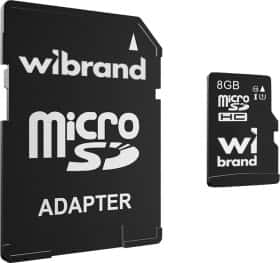 Карта памяти Wibrand microSDHC 8 ГБ с SD-адаптером Карта памяти Wibrand microSDHC 8 ГБ с SD-адаптером