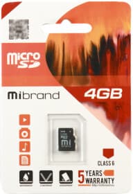 Карта памяти Mibrand MicroSD 4 ГБ Карта памяти Mibrand MicroSD 4 ГБ