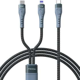 Кабель 2 в 1 Proda Azeada PD-B73TH-BK Apple Lightning - USB type-C - USB type-C 1,3 м Кабель 2 в 1 Proda Azeada PD-B73TH-BK Apple Lightning - USB type-C - USB type-C 1,3 м
