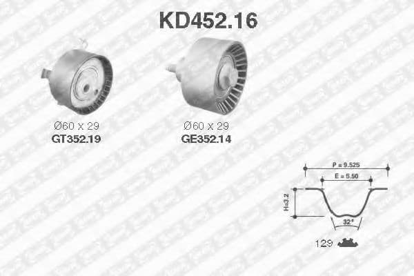 KD452.16 SNR Комплект ремня ГРМ