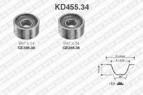 KD455.34 SNR Комплект ремня ГРМ