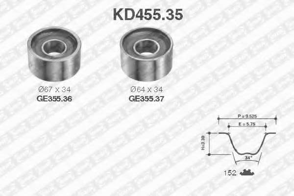 KD455.35 SNR Комплект ременя ГРМ