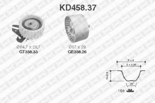 KD458.37 SNR Комплект ремня ГРМ