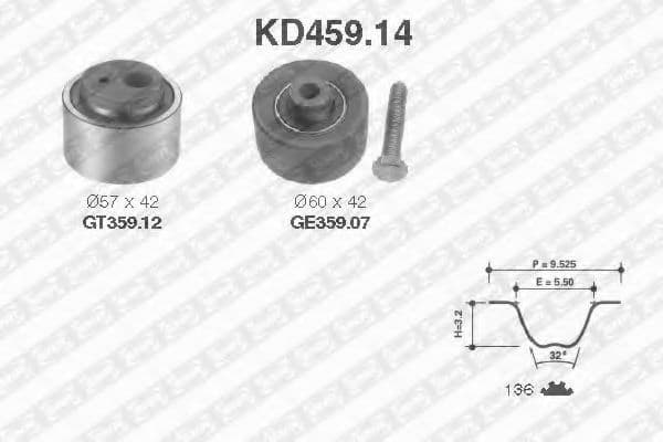 KD459.14 SNR Комплект ременя ГРМ