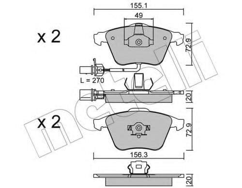 22-0549-1 Metelli Тормозные колодки