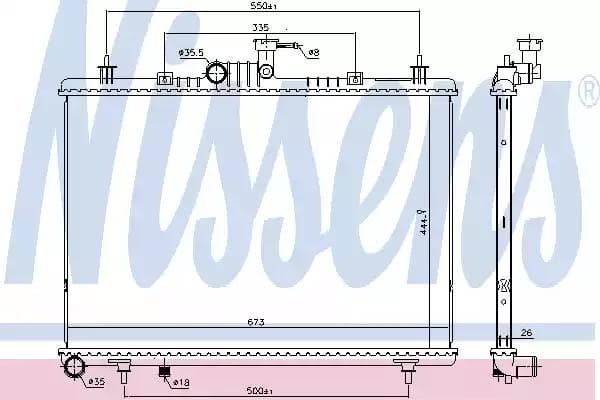 637643 Nissens Радіатор охолодження двигуна для Renault Koleos