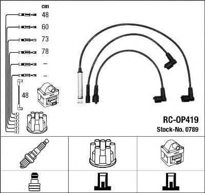 0789 NGK Комплект дротів запалювання для Opel Astra