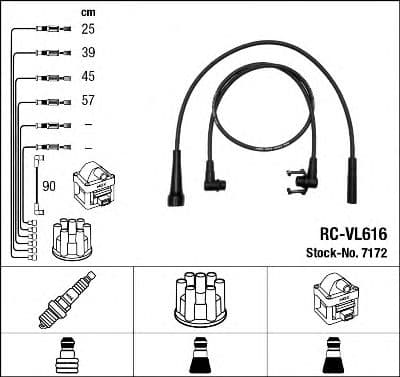 7172 NGK Комплект дротів запалювання для Volvo 340-360