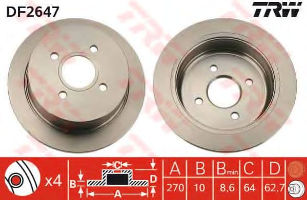 DF2647 TRW Тормозной диск