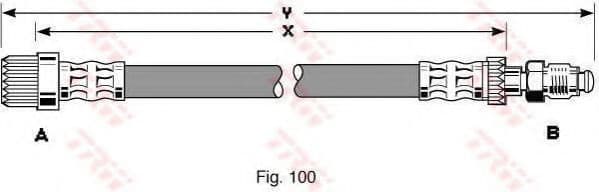 PHB241 TRW Гальмівний шланг для Peugeot 405