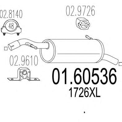 01.60536 MTS Глушитель выхлопных газов конечный для Citroen C3