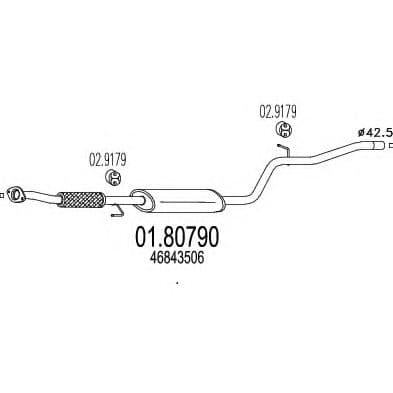 01.80790 MTS Средний глушитель выхлопных газов для Fiat Doblo
